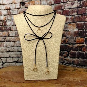 Black Triple Strand Choker Necklace